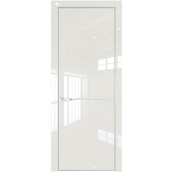 Межкомнатная дверь глянцевая Profil Doors 16LA магнолия люкс с алюминиевым молдингом