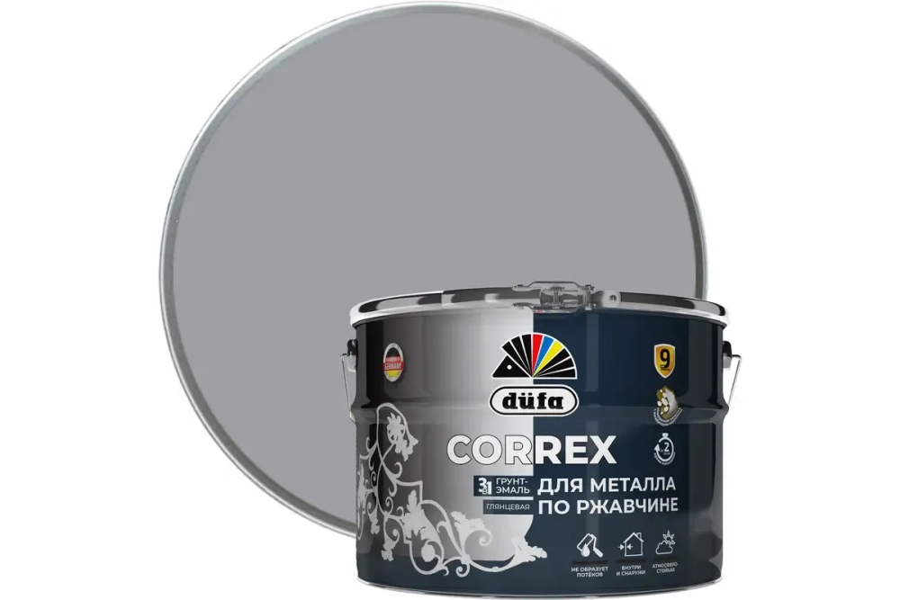 Грунт-эмаль Dufa CORREX 3 в 1 для металла по ржавчине RAL-7004 серый