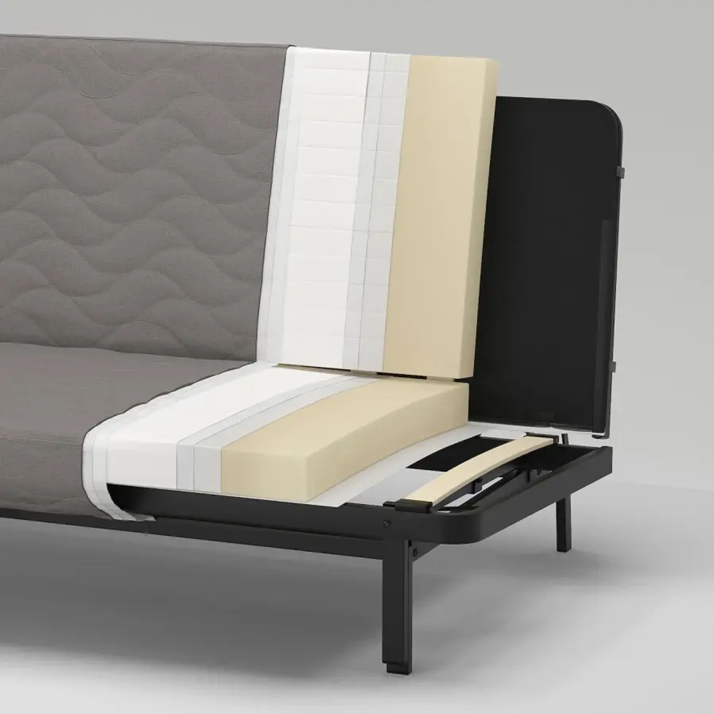 3-местный диван-кровать - IKEA NYHAMN/НЮХАМН ИКЕА, 90х97х200 см, черный