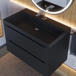 Тумба с раковиной Uperwood Tanos-Classic Quartz 80 см, черная/уголь