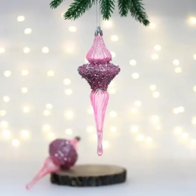 Елочные украшения «Сияние» 6*6*19.5 см (набор 2 шт), Розовый