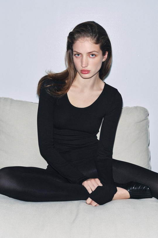 ZARA ФУТБОЛКА С ДЛИННЫМИ РУКАВАМИ, ЧЕРНЫЙ