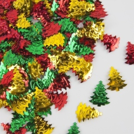 Конфетти Елочки, Зеленый/Красный/Золото, 2,5 см, 15 г.