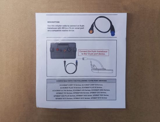 Кабель переходник для Garmin с 8-pin трансдьюсера на 12-pin эхолот