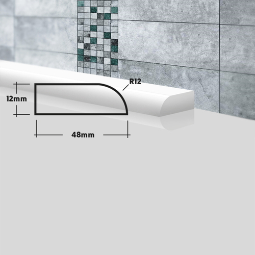 Бордюр акриловый ПШ48 "BNV" 48*12мм Белый 1,8м на ванну