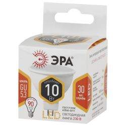 Лампа светодиодная ЭРА STD LED MR16-10W-827-GU5.3 10Вт софит теплый белый свет GU5.3 | Лампы cветодиодные Точечные (Софиты) (MR, PAR)