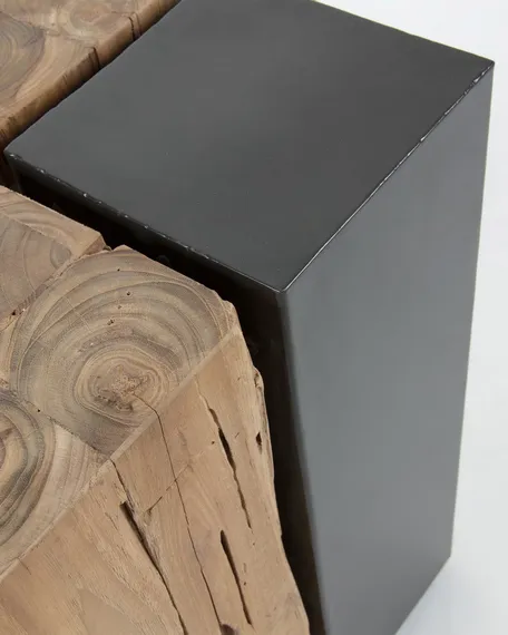 Журнальный столик Kwango 42х29 см, массив тика, металл