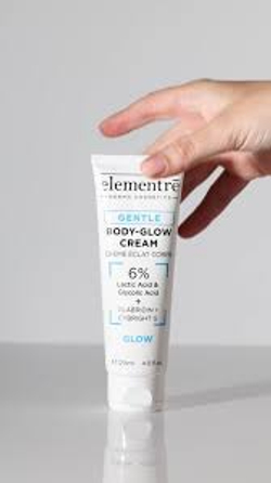 Крем для тела «Сияние» GENTLE BODY GLOW - 6% Lactic & Glycolic Acid 120 ml. от Elementrè Dermo Cosmetics, Швейцария, эффективно при гиперпигментации и тусклости.