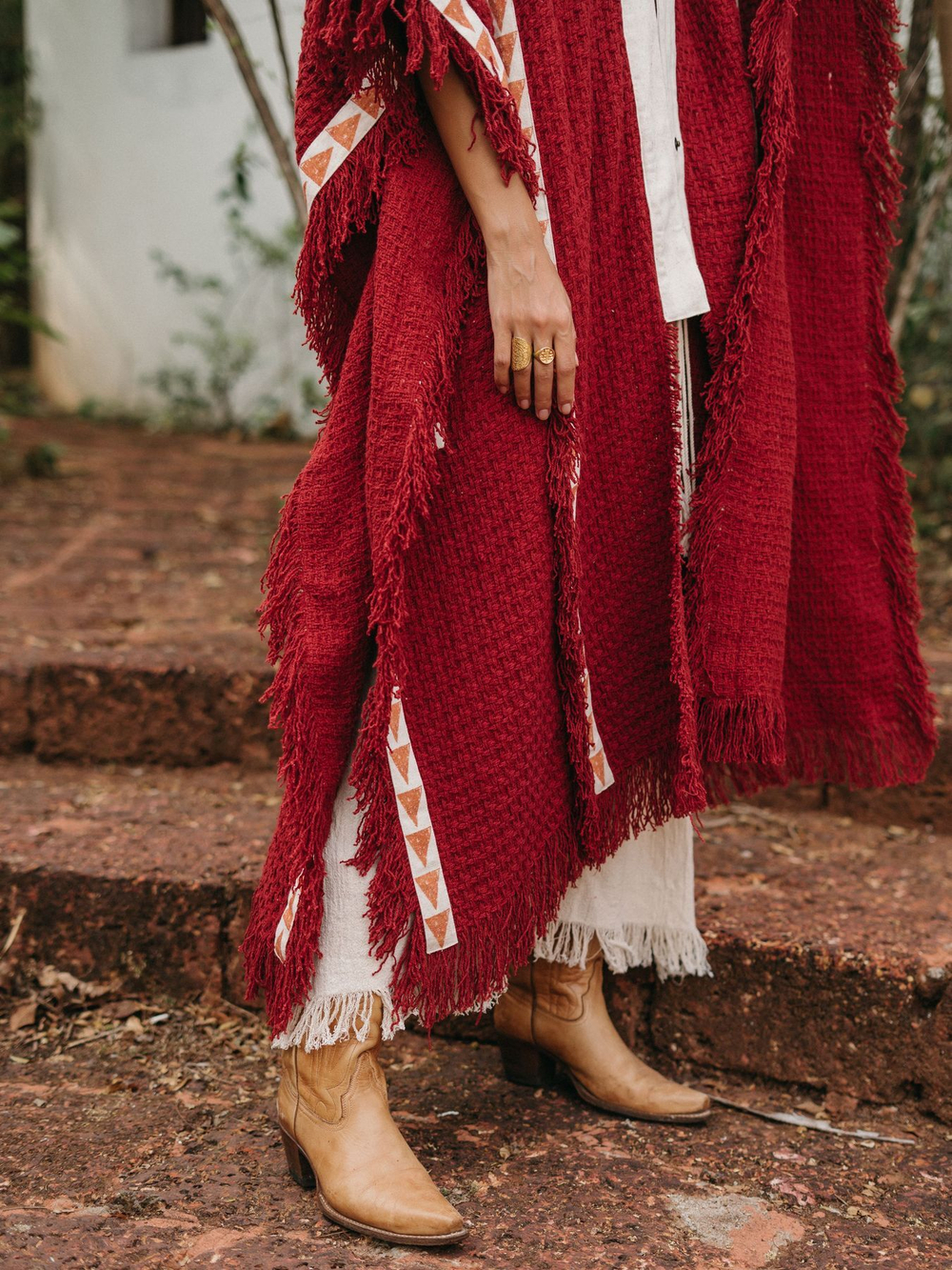 Berber пальто-пончо (красная охра)