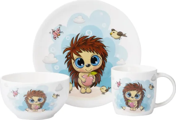 Yemək dəsti Ardesto Set of children&#39;s dishes Sweet hedgehog, 3 pcs., new bone china