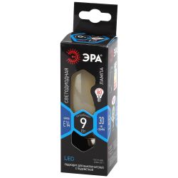 Лампочка светодиодная ЭРА F-LED B35-9w-840-E14 frost Е14 / Е14 9Вт филамент свеча матовая нейтральный белый свет | Филаментные декоративные