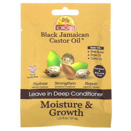 Okay Pure Naturals, Черное ямайское касторовое масло, оставьте в кондиционере для глубокого нанесения, 37 мл (1,25 жидк. унц.)