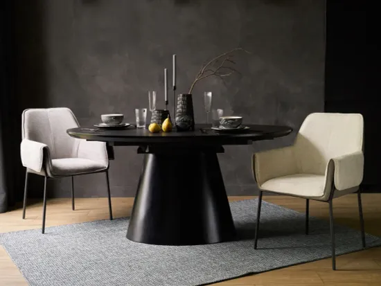 Обеденный стол Black Wood раздвижной черный МДФ 160-200