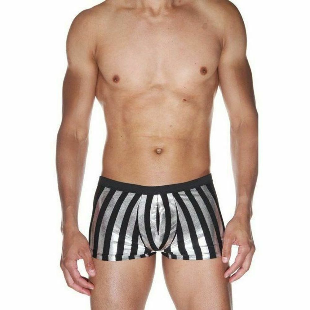 Мужские трусы боксеры в черно-серебристую полоску La Blinque LB15538
