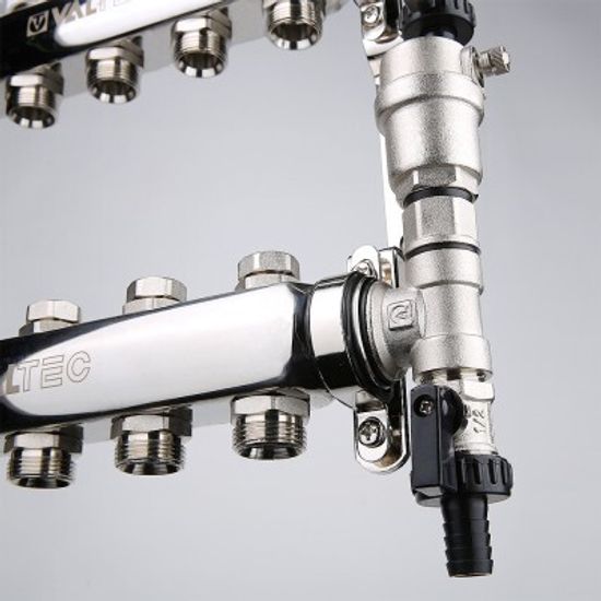 Коллекторный блок Valtec 1"х3/4" 6 выходов (нерж. сталь) VTc.588.EMNX.0606