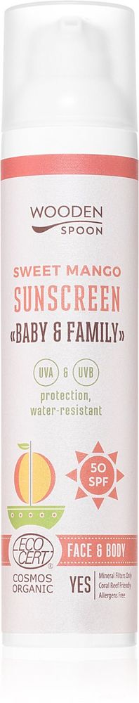 WoodenSpoon солнцезащитный крем для всей семьи SPF 50 Baby &amp; Family Sweet Mango