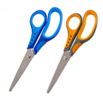 Ножницы канцелярские, Yalong, 21 см., "Эргономик", серо-оранжевые, прорезиненные ручки, европодвес