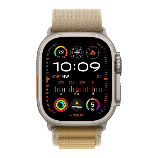 Apple Watch Ultra 2 GPS + Cellular, 49 мм, корпус из бежевого титана, ремешок Alpine цвета "загар", размер M