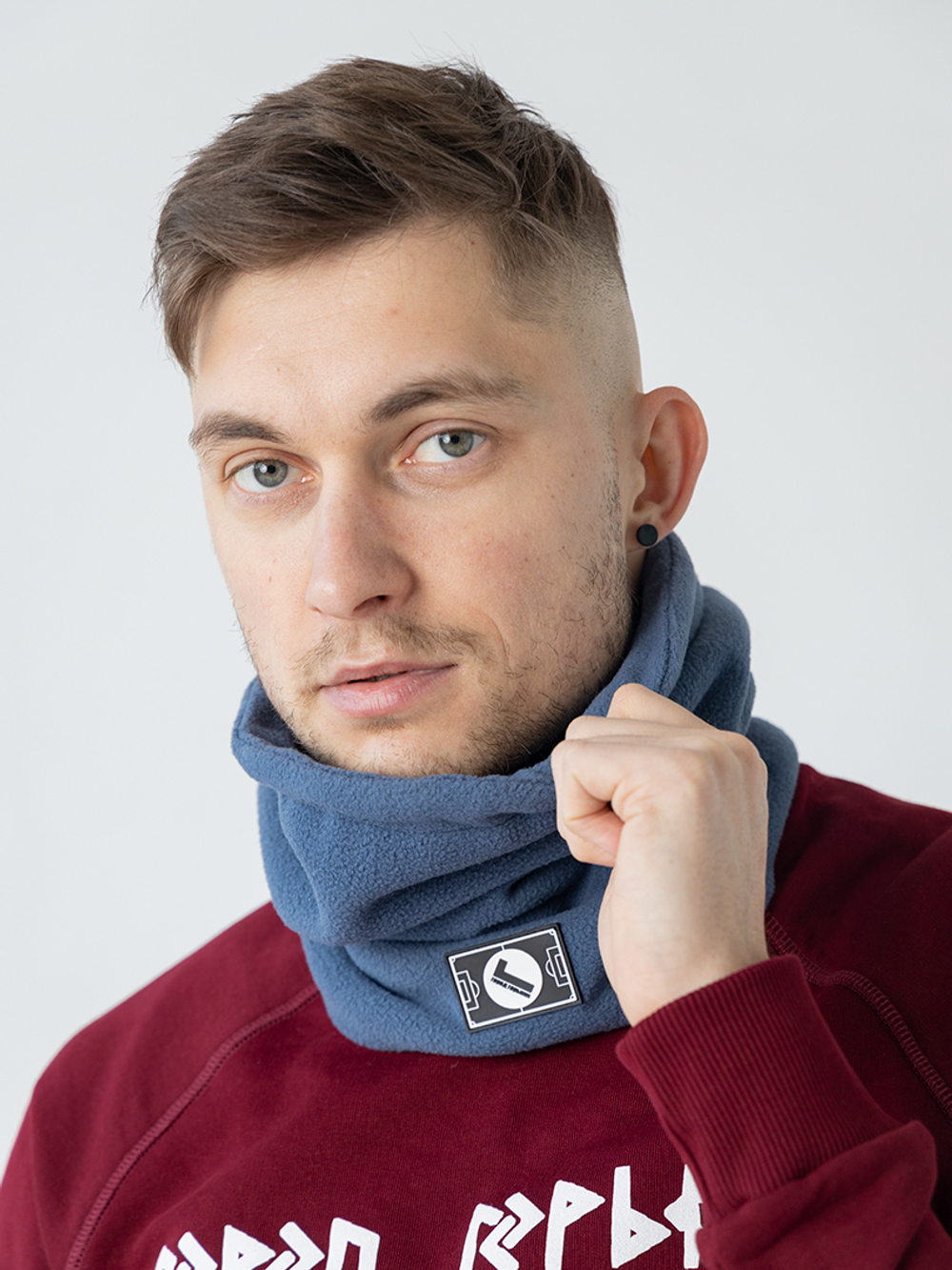 Снуд флисовый серо-голубой Город Горький