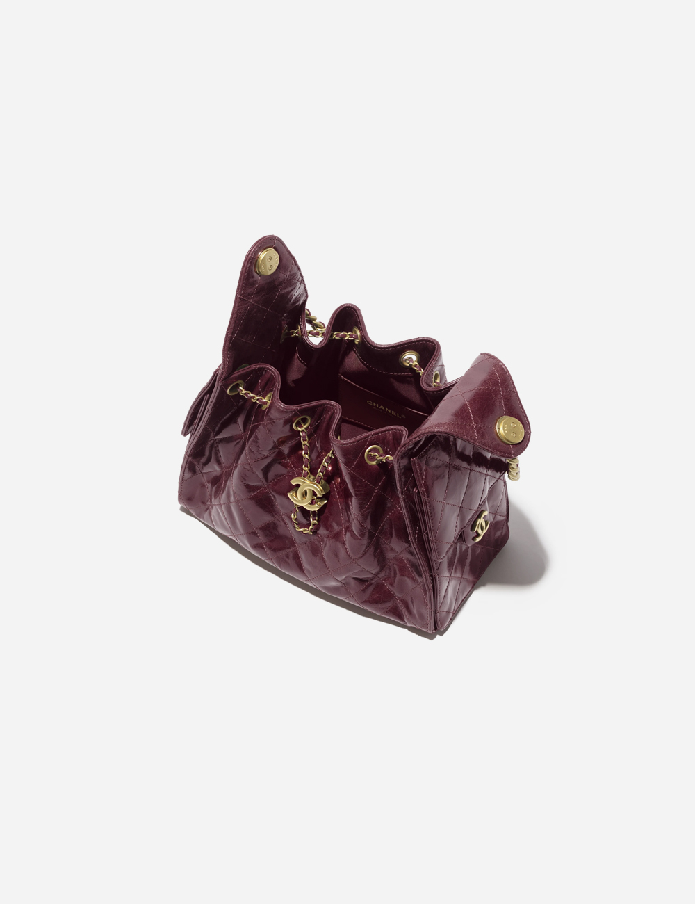 Сумка Chanel 25 Small Handbag Shiny Crumpled Calfskin & Gold-Tone Metal "Burgundy"