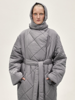 Утепленный платок "Косынка". Серый