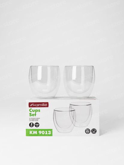 Набор стеклянных стаканов 2 шт. 100 мл. Kamille KM 9013 с двойными стенками
