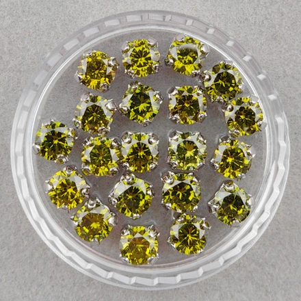 Фианиты шатоны в оправах, Olive Green/Rhodium