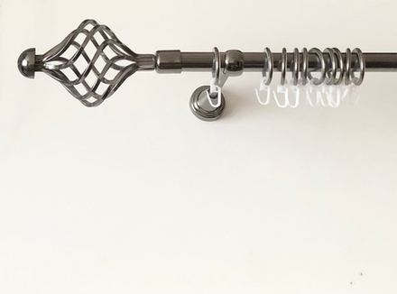 Карниз для штор "Ажур" d19 мм однорядный, цвет черный никель