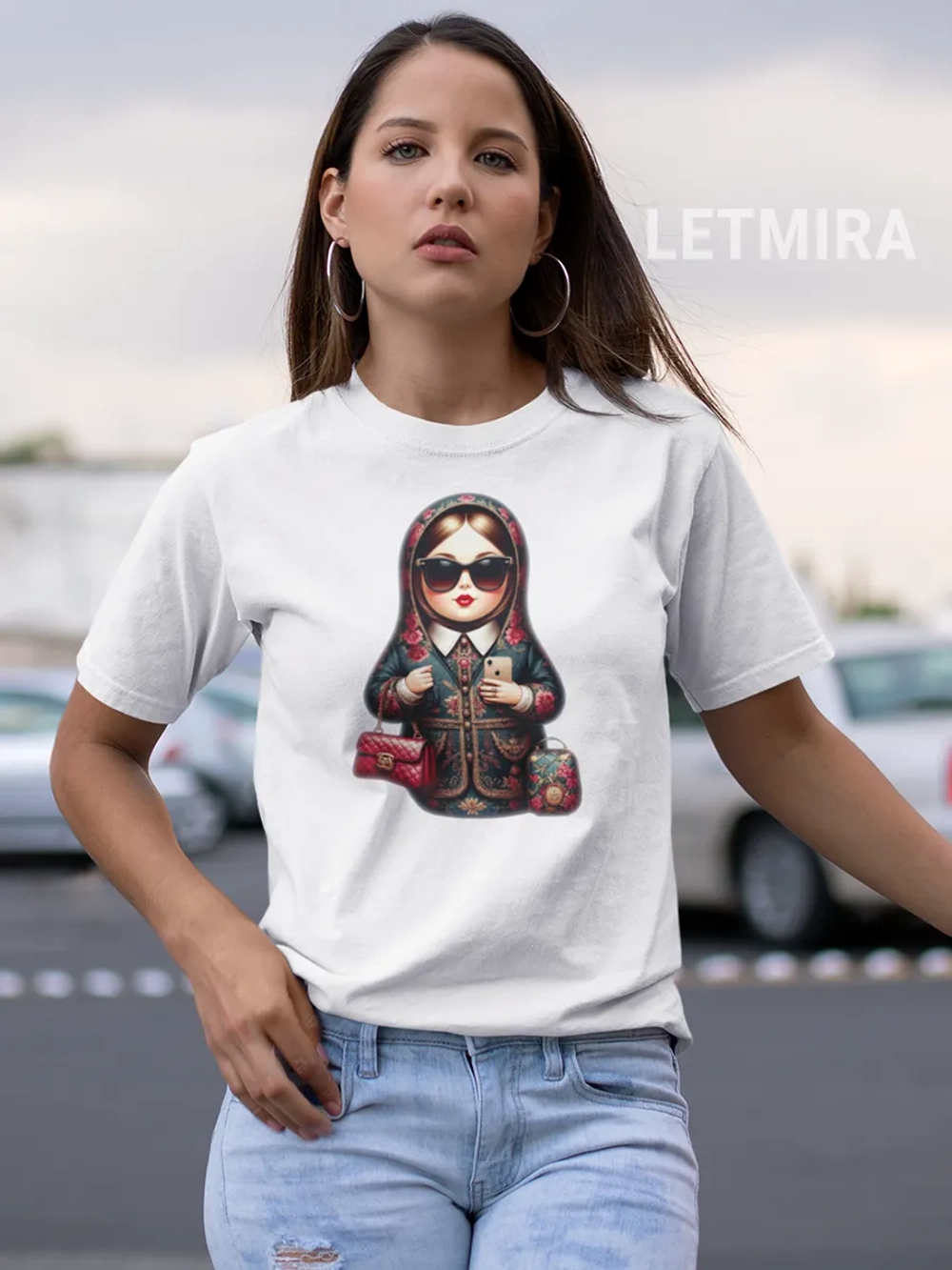 Футболка с принтом Матрёшка