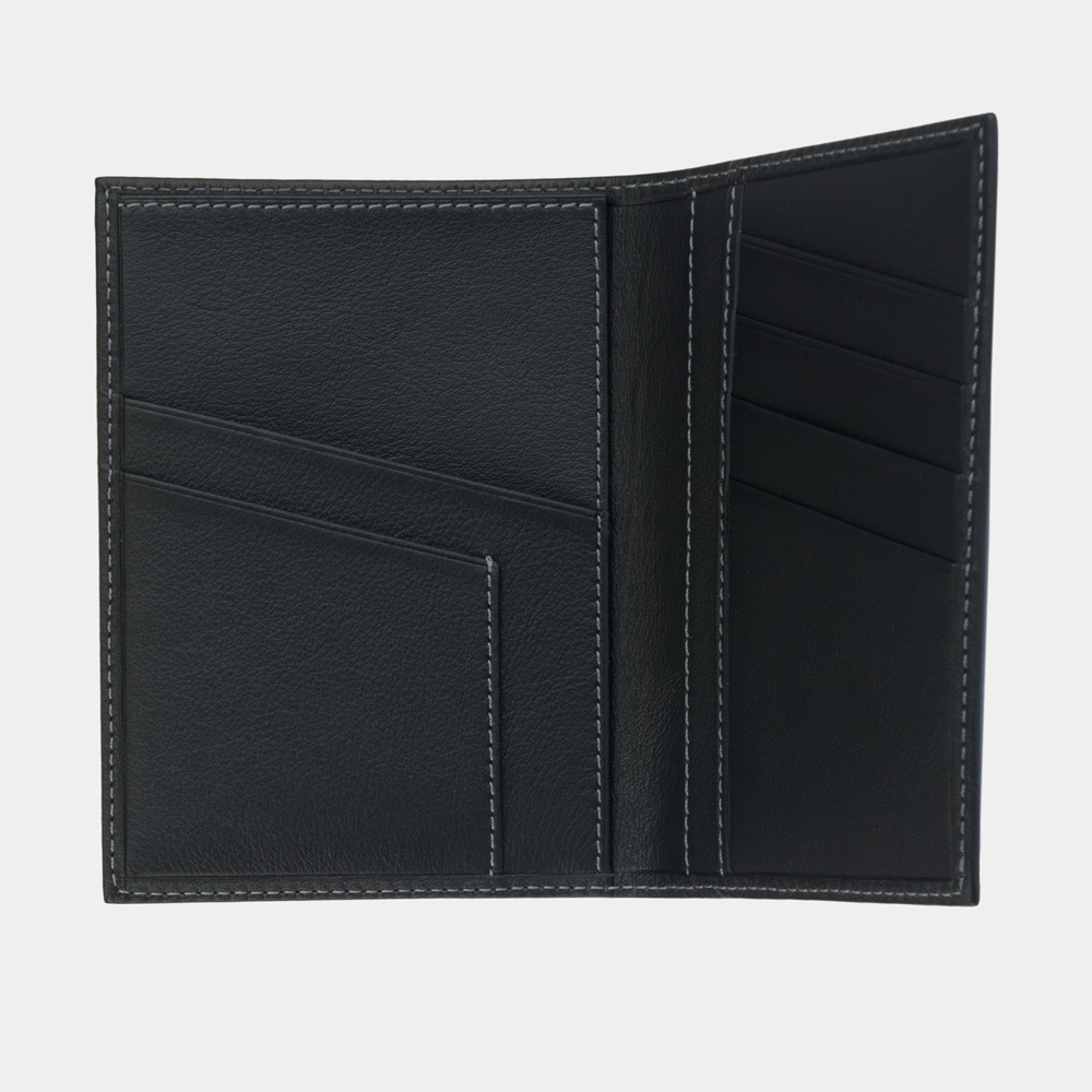 Кожаная обложка для паспорта и автодокументов, теленок черного цвета