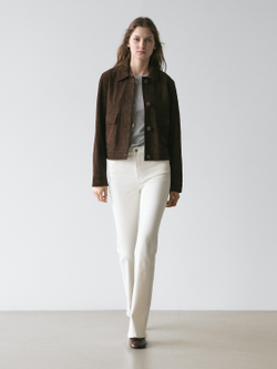 Massimo Dutti Джинсы-клеш зауженные, экрю