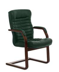 Кресло для посетителей Onion Wood C зеленая кожа