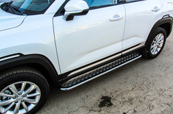 Пороги из нержавейки Changan CS35Plus (2018-2023) d42 с алюминиевым листом