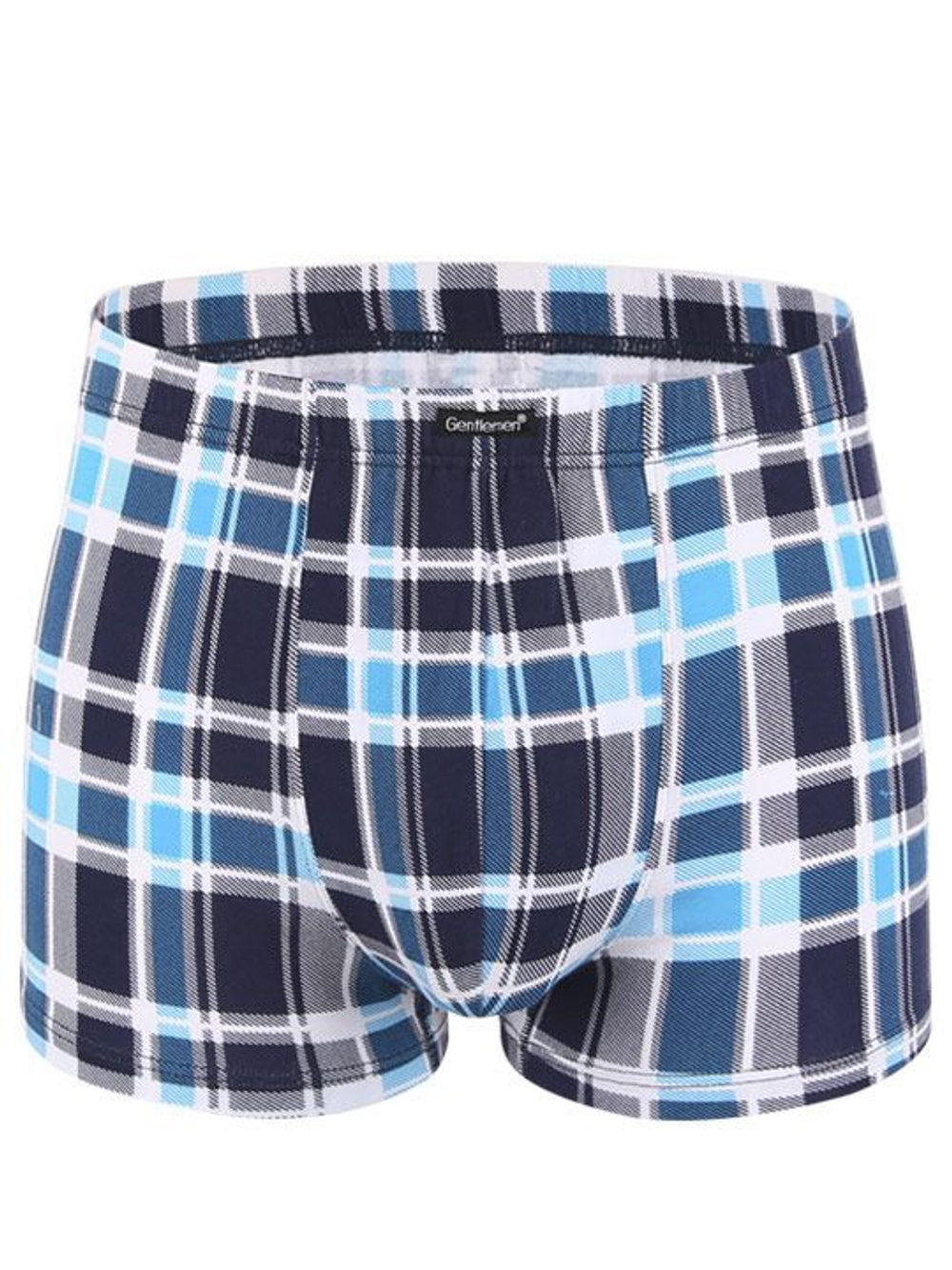 Мужские хлопковые трусы-боксеры в клетку (Размер: L) (Цвет: зеленый с черным)