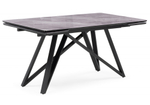Стол стеклянный Woodville Вилсон 140(200)х80 серый мрамор, черный, ножки черные