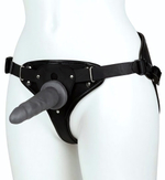 Женский пояс-трусики c 2 насадками и вагинальной пробкой WOMAN LONG (Цвет: телесный с черным)