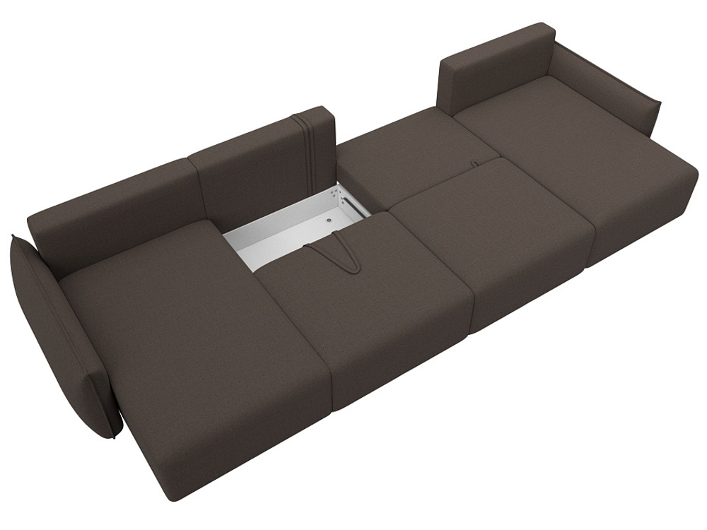 Диван П-образный Лига-051 НПБ Лонг РОГОЖКА Амур 05 коричневый