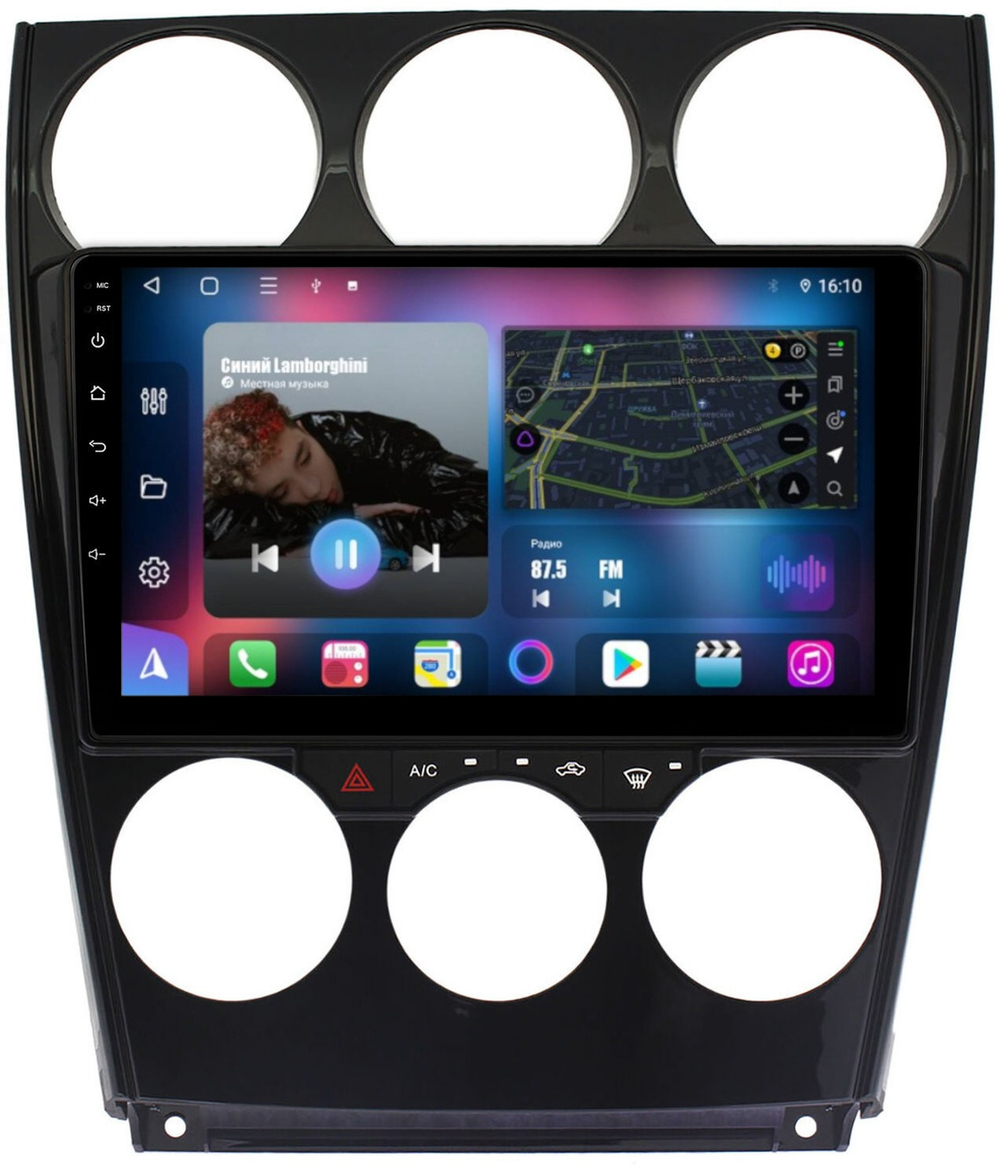 Магнитола для Mazda 6 2002-2007 GG - FarCar 311M монитор 9.5" QLED на Android 14, TS18, CarPlay, 4G SIM-слот