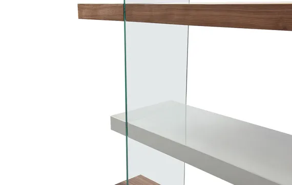 Стеллаж Mysen, 180х140 см, орех, стекло