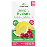 Swanson, Simply Hydrate, смесь для гидратации электролитов, малиновый лимонад, 30 пакетиков по 5,95 г (0,21 унции)