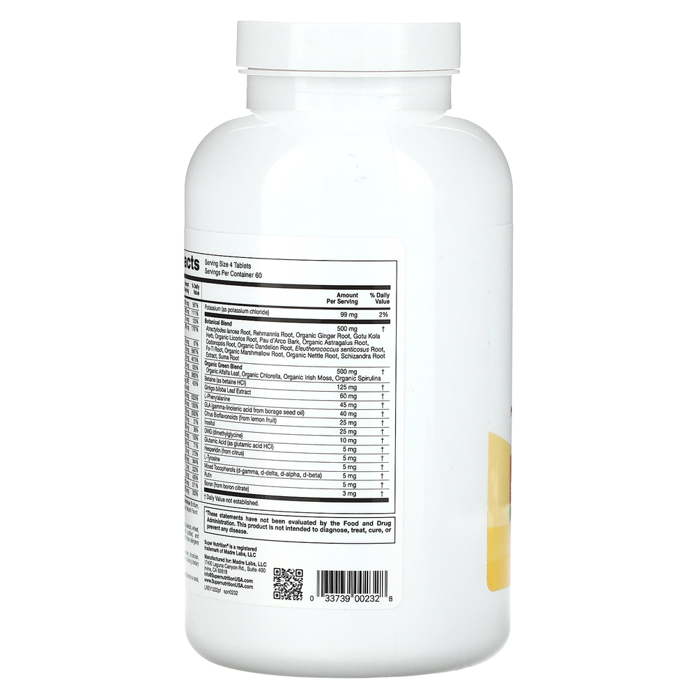 Super Nutrition, Perfect Family, мультивитамины с суперзеленью и травами, без железа, 240 таблеток