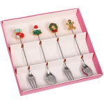 Набор для десерта «Символы праздника» 4предмета (2ложки+2вилки) в подарочной коробке,цвет серебро