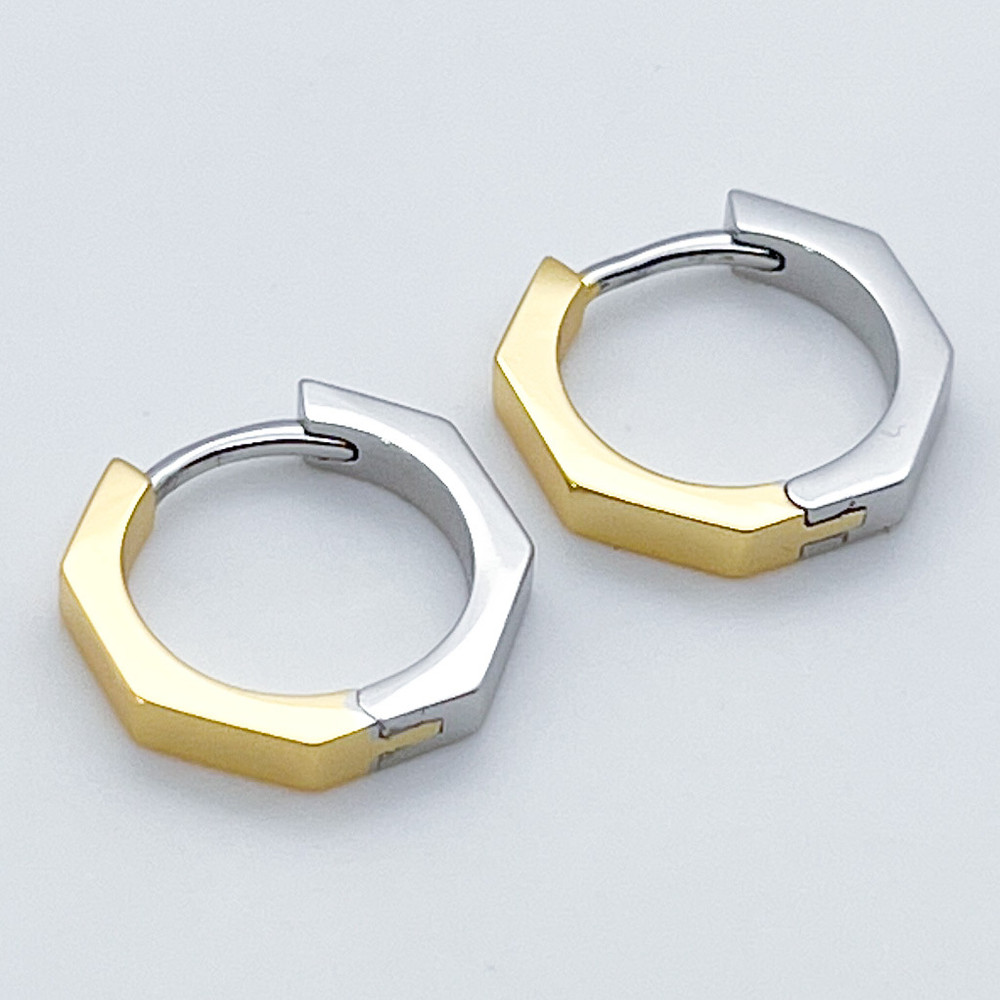 Ювелирные швензы Конго с родиевым покрытием и позолотой, размер 17 мм, цена за пару