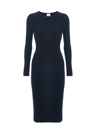 Женское платье черного цвета из шерсти - фото 1