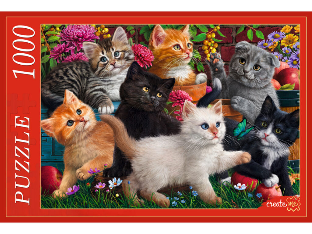Пазлы 1000 элементов 685*480мм. "Котята в саду"