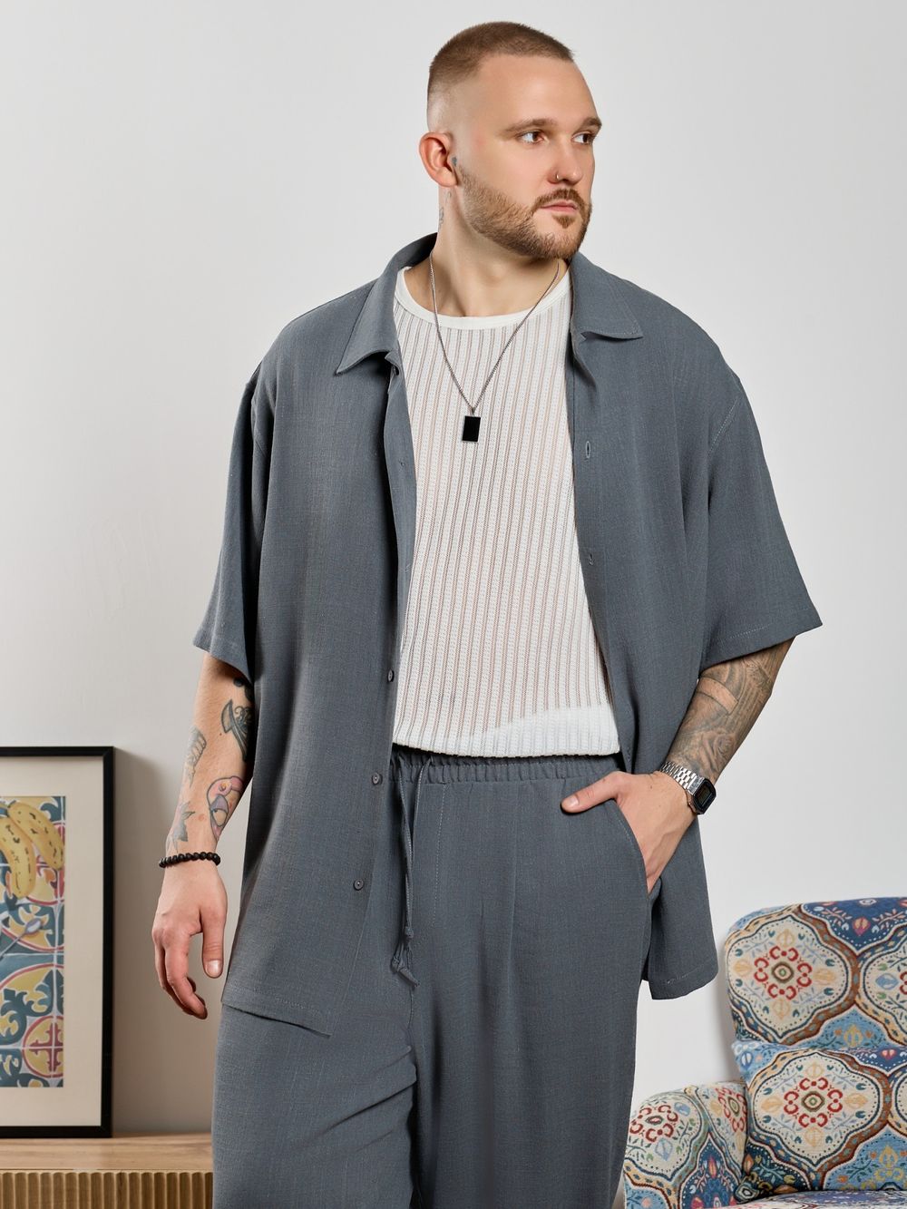 Рубашка мужская Линкольн-1 Виотекс ГРАФИТОВЫЙ