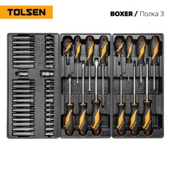 TOLSEN (TT85415-157) Набор инструментов "BOXER" для тележки, 12 ложементов, 157 предметов