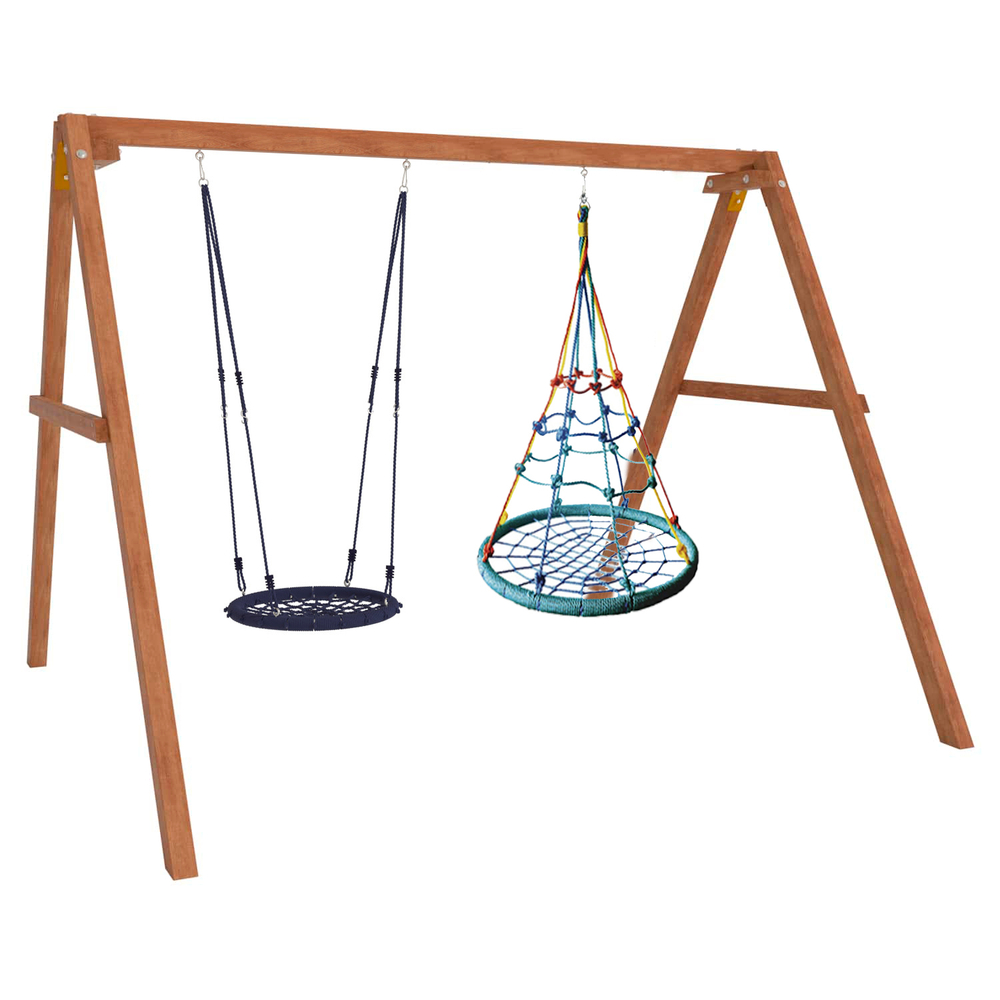Деревянные качели с качелями гнездо с паутинкой и гнездом 60см