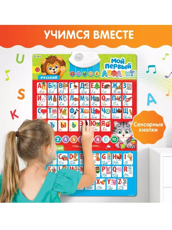 Обучающий плакат для детей Русский английский алфавит