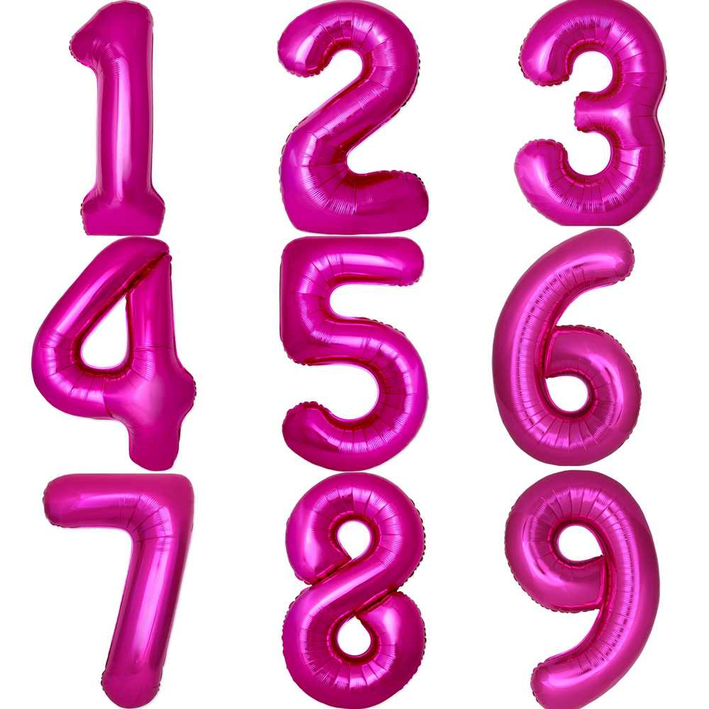 Цифры 102 см "Ярко-розовая фуксия металлик" слим (slim)